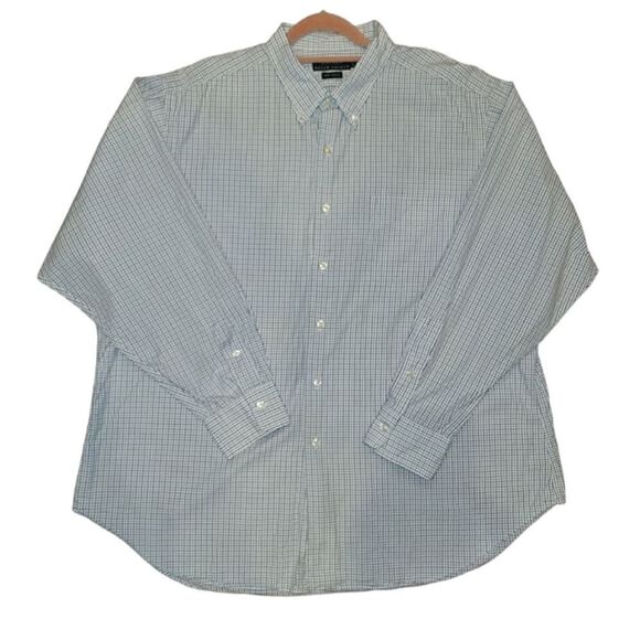 Lauren Ralph Lauren White Blue Classic Long Sleeve Button Collar Down 18 34/35 - Picture 1 of 7